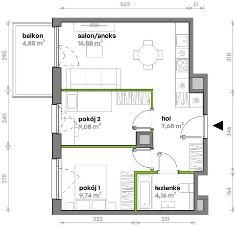Plan 3 pok. 48m²