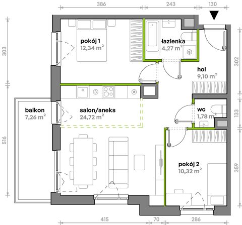 Plan 3 pok. 63m²