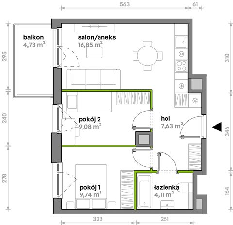 Plan 3 pok. 47m²