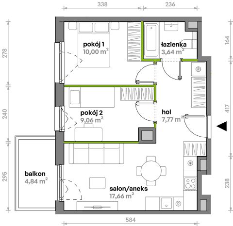 Plan 3 pok. 48m²