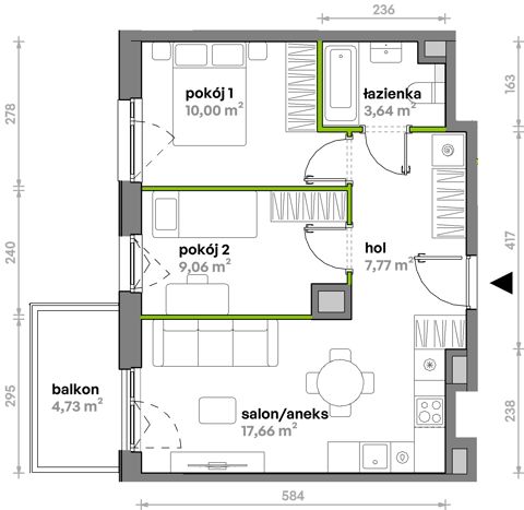 Plan 3 pok. 48m²
