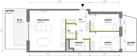 Plan 3 pok. 65m²