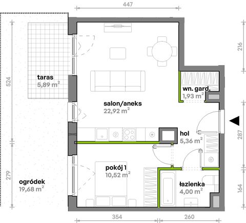 Plan 2 pok. 45m²