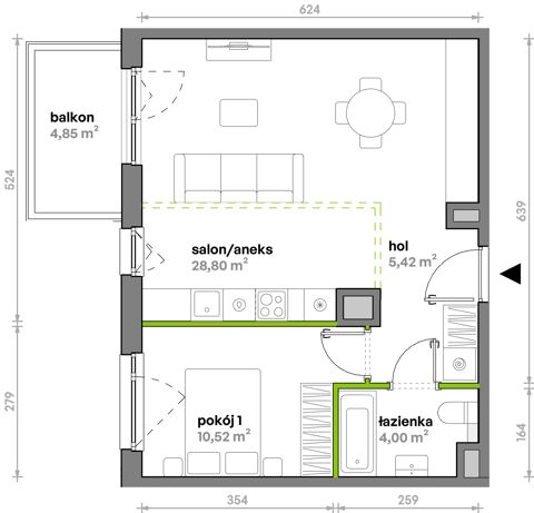 Plan 2 pok. 49m²