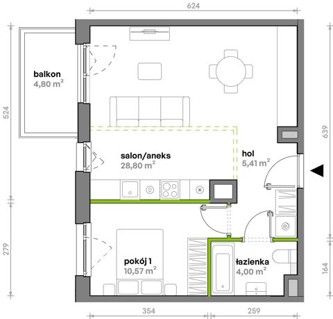 Plan 2 pok. 49m²