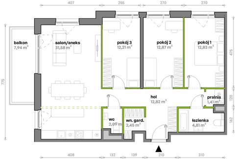 Plan 4 pok. 93m²