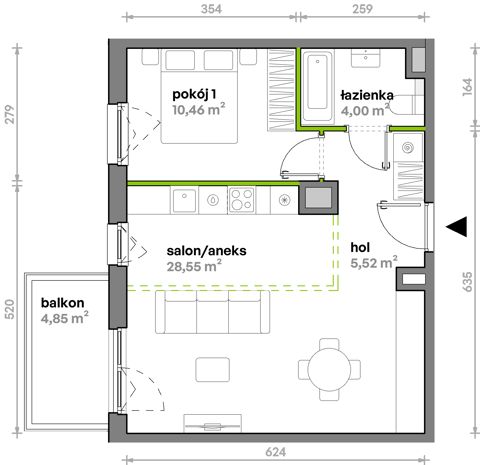 Plan 2 pok. 49m²