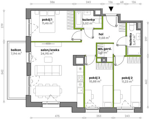 Plan 4 pok. 77m²