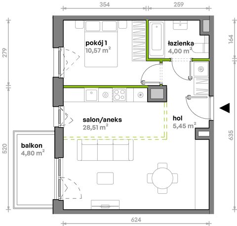 Plan 2 pok. 49m²