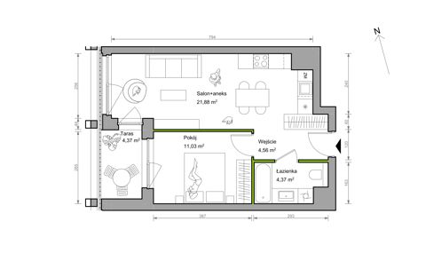 Plan 2 pok. 42m²