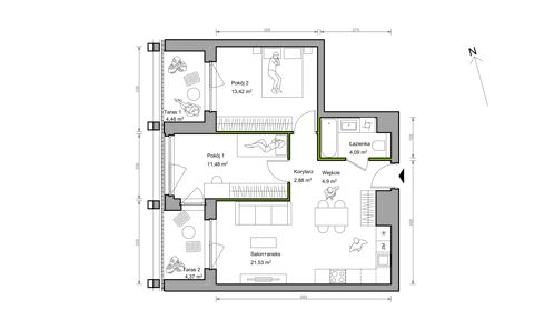 Plan 3 pok. 58m²