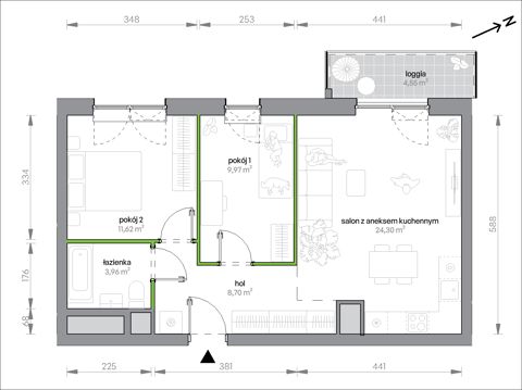 Plan 3 pok. 59m²