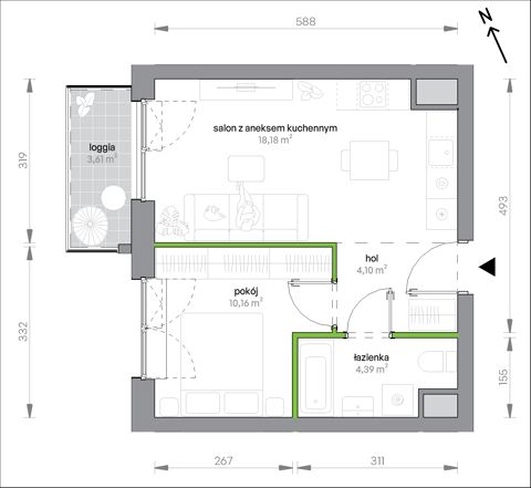 Plan 2 pok. 37m²