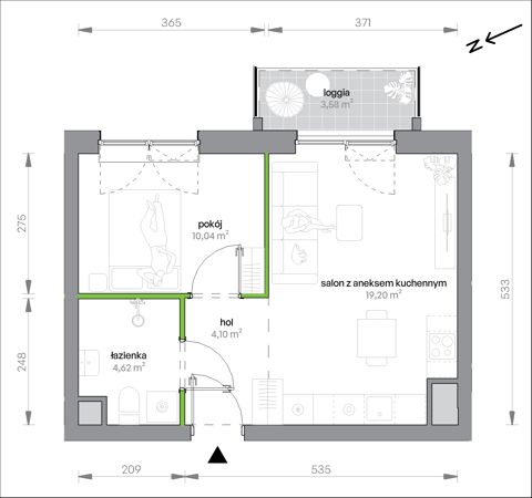 Plan 2 pok. 38m²