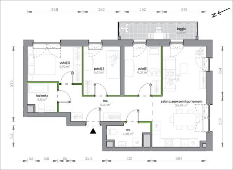 Plan 4 pok. 74m²