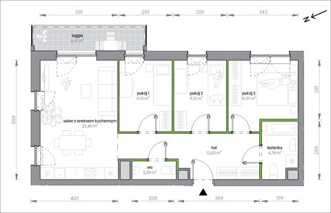 Plan 4 pok. 71m²
