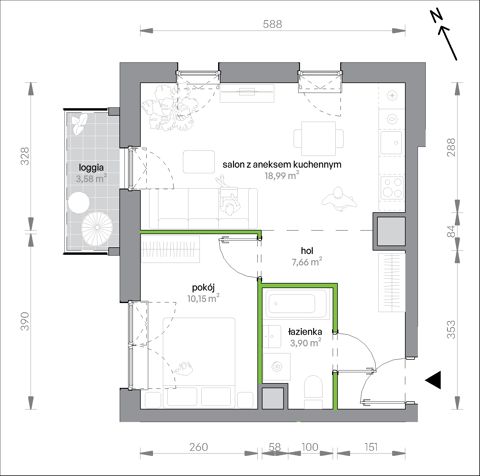 Plan 2 pok. 41m²