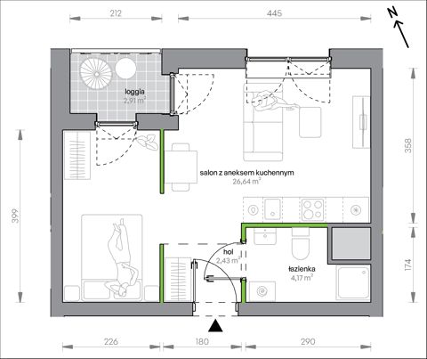 Plan 1 pok. 33m²