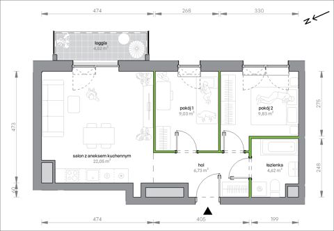Plan 3 pok. 52m²