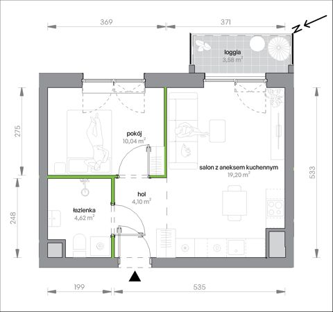 Plan 2 pok. 38m²
