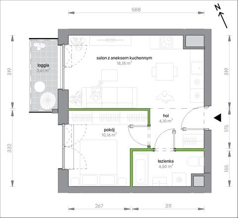 Plan 2 pok. 37m²