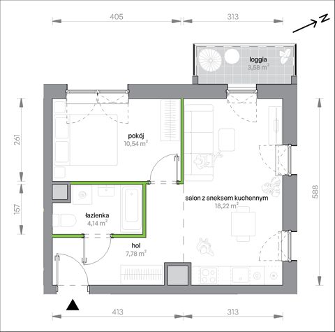 Plan 2 pok. 41m²