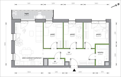 Plan 4 pok. 71m²