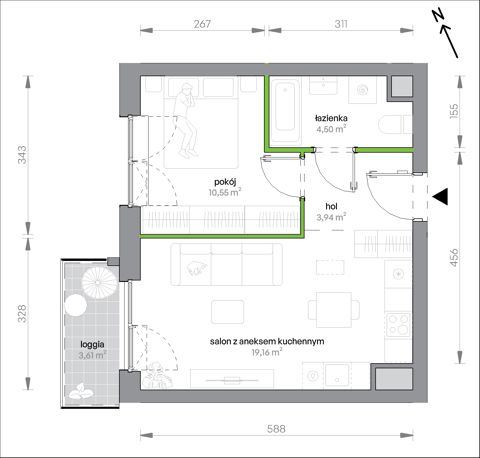 Plan 2 pok. 38m²