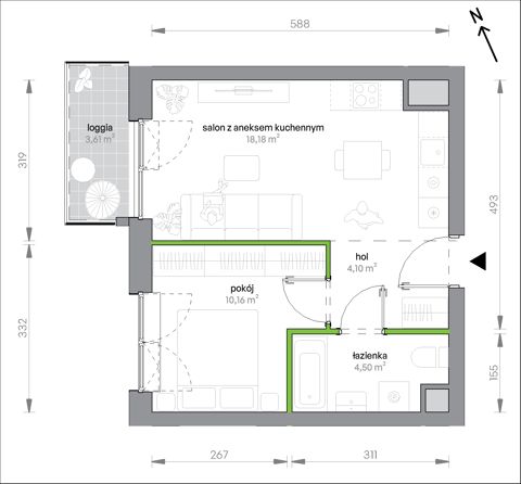 Plan 2 pok. 37m²