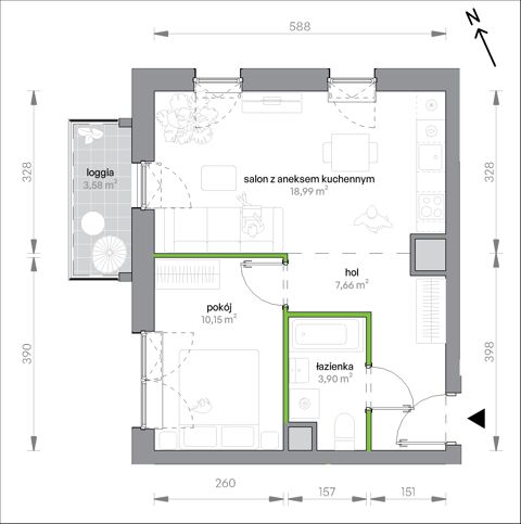 Plan 2 pok. 41m²