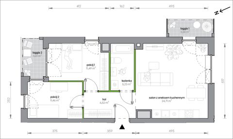 Plan 3 pok. 57m²