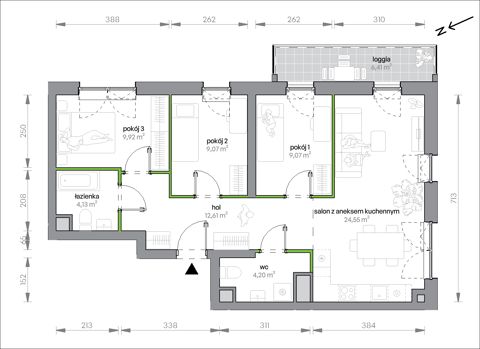 Plan 4 pok. 74m²