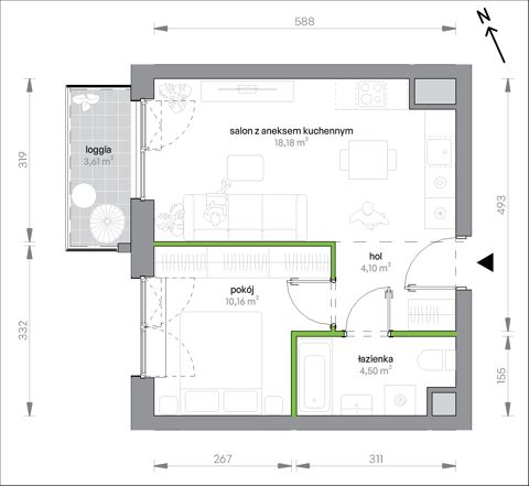 Plan 2 pok. 37m²