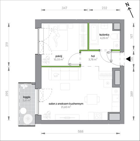 Plan 2 pok. 40m²
