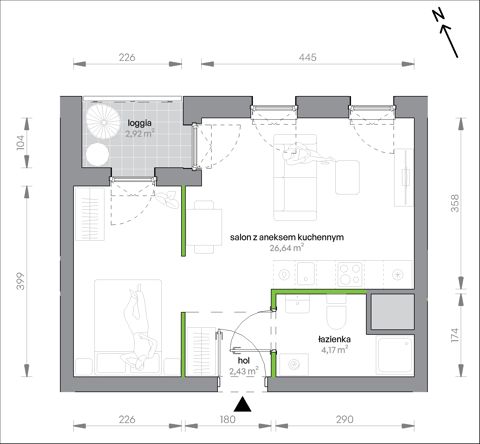 Plan 1 pok. 33m²