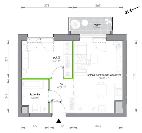 Plan 2 pok. 38m²