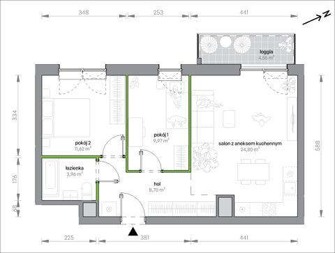 Plan 3 pok. 59m²
