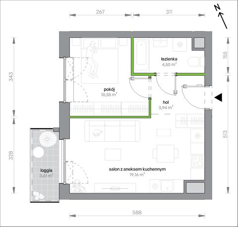 Plan 2 pok. 38m²