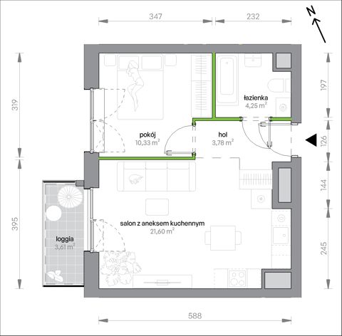 Plan 2 pok. 40m²