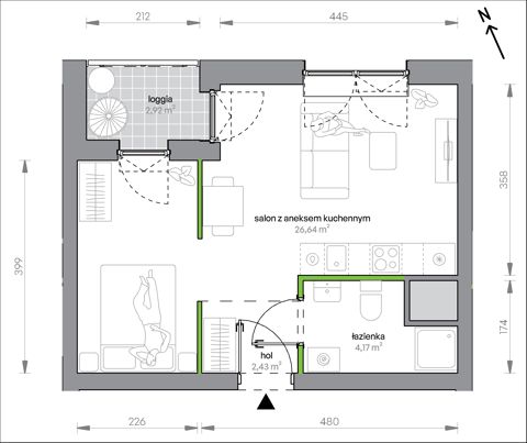 Plan 1 pok. 33m²