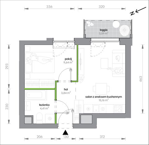 Plan 2 pok. 33m²