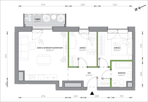 Plan 3 pok. 52m²