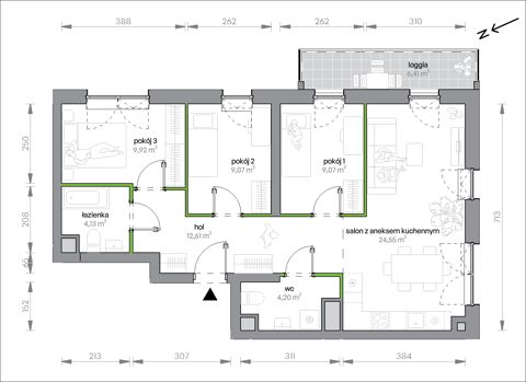 Plan 4 pok. 74m²
