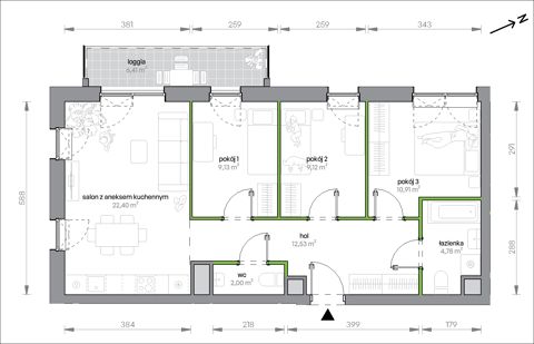 Plan 4 pok. 71m²