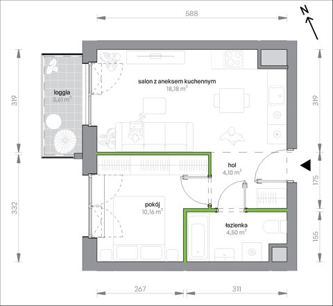 Plan 2 pok. 37m²
