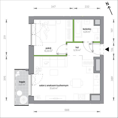 Plan 2 pok. 40m²