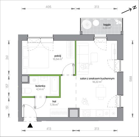 Plan 2 pok. 41m²