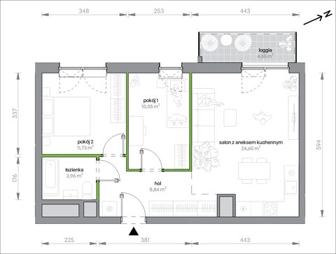 Plan 3 pok. 59m²
