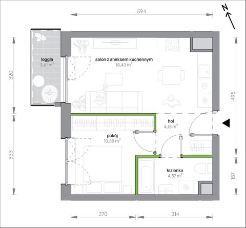 Plan 2 pok. 37m²