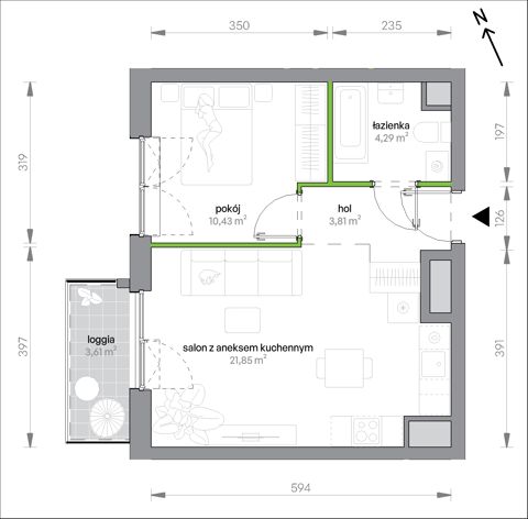 Plan 2 pok. 40m²